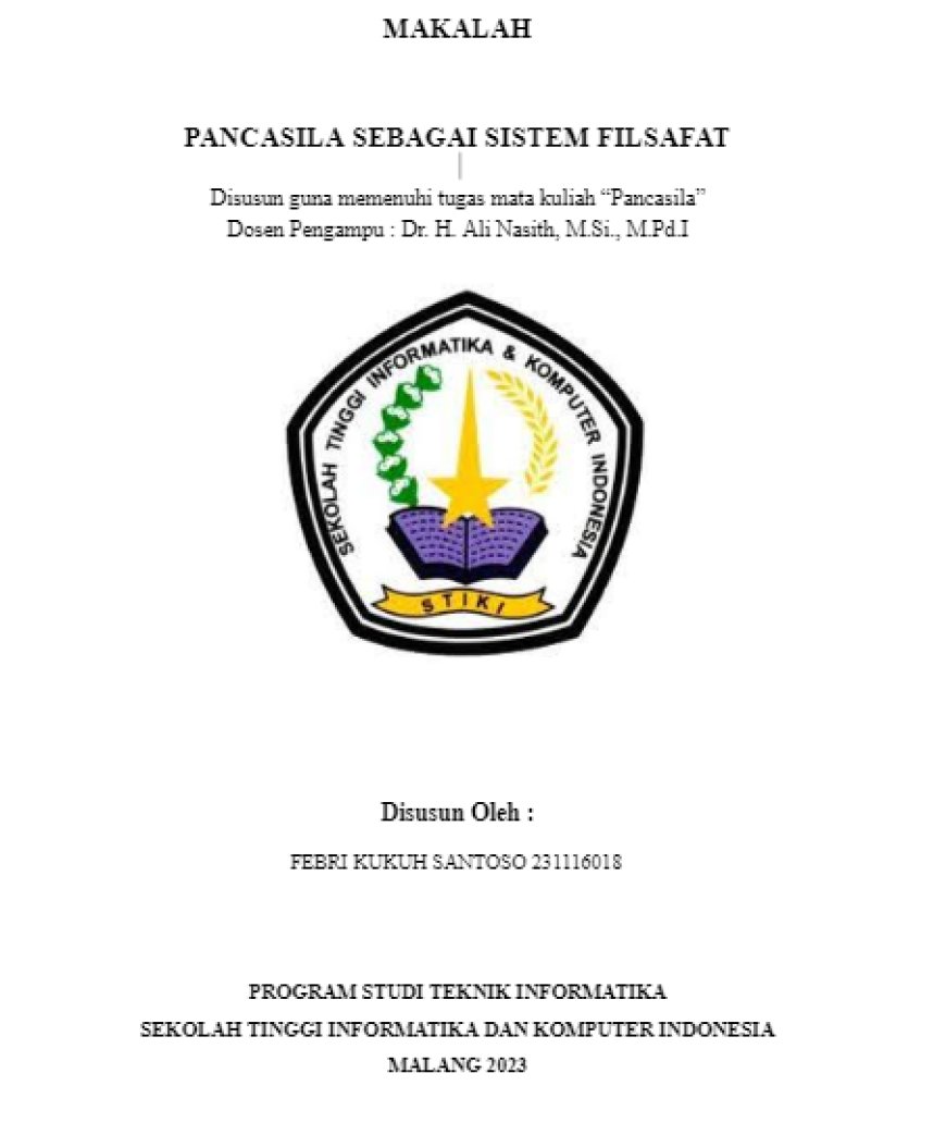 Makalah : Pancasila Sebagai Sistem Filsafat